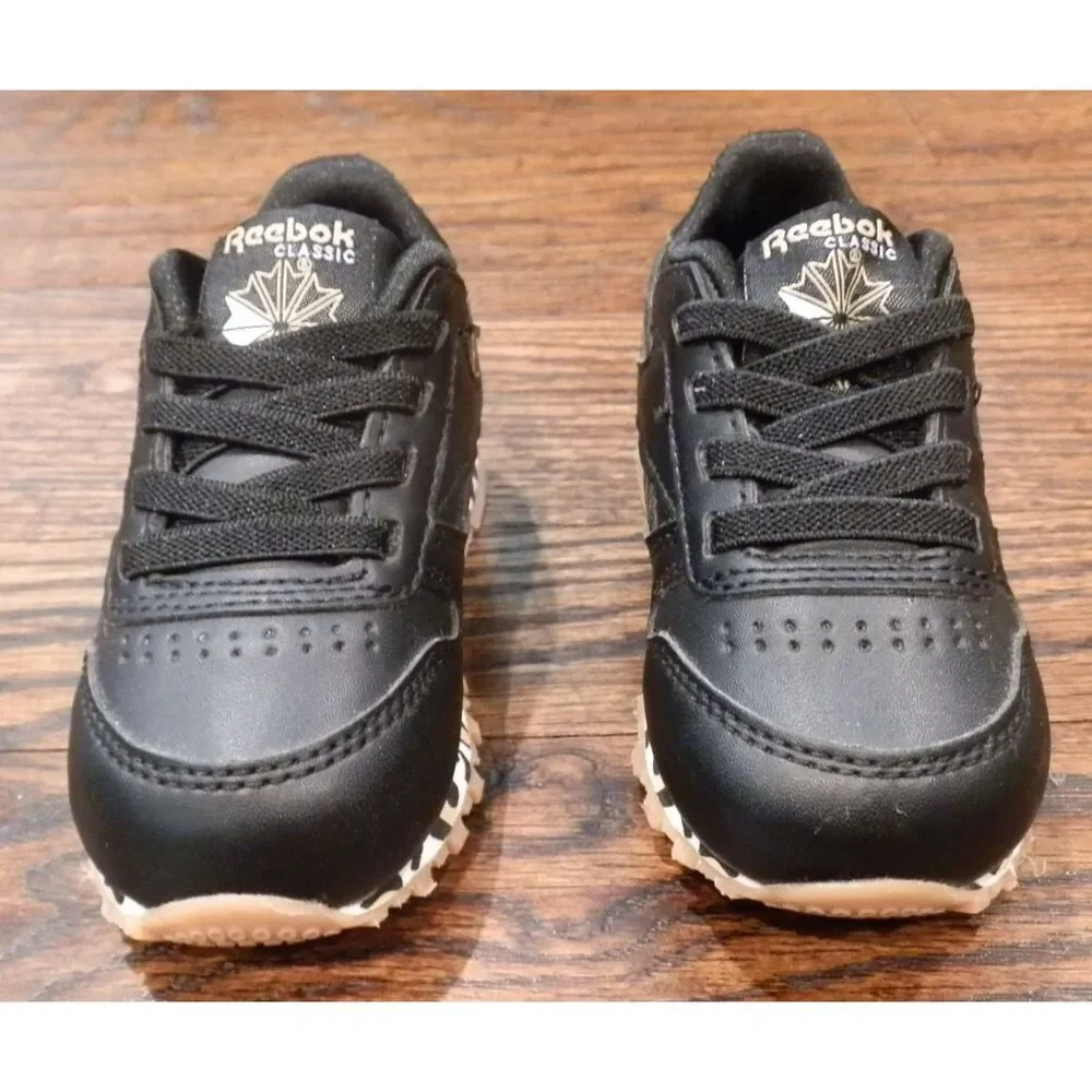 Reebok Classic Sneakers Shoes Black Cheetah Baby Girl Toddler Size 5 NWOT